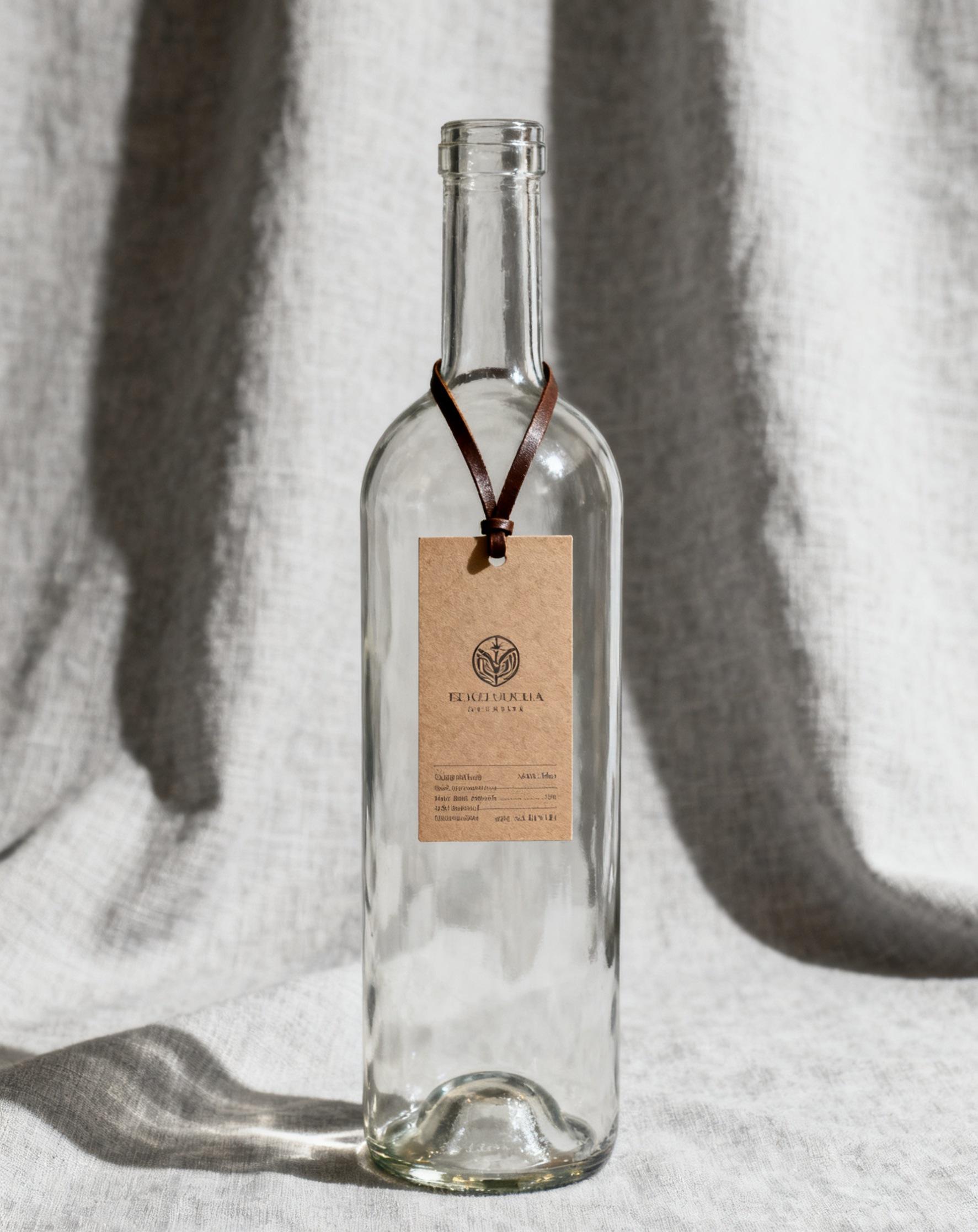 Wine bottle with bottle hang tag for branding